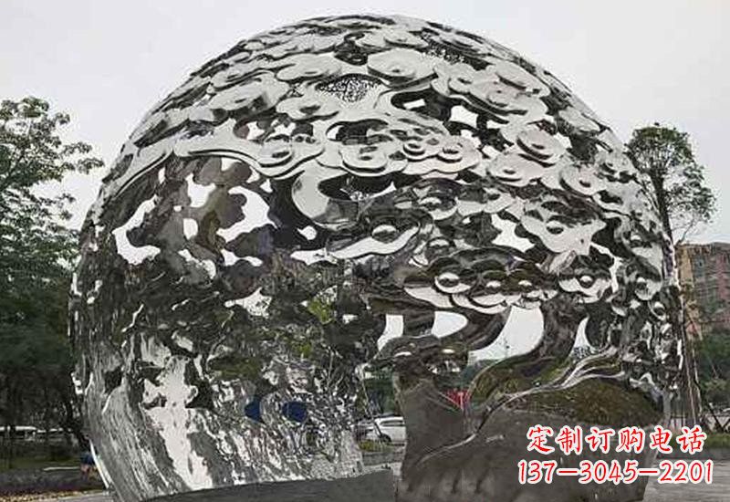 深圳不锈钢祥云镂空球拱门雕塑