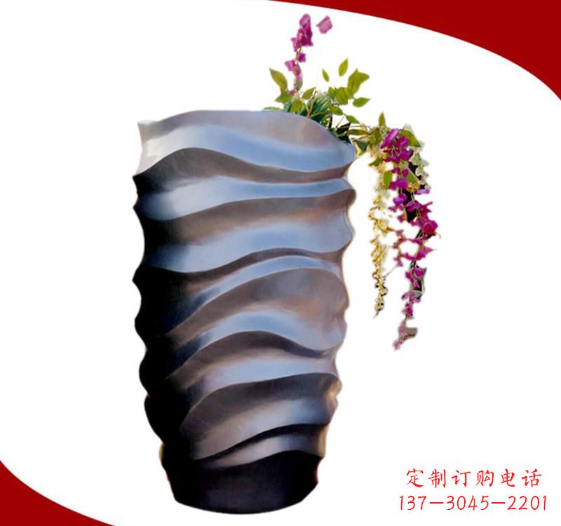 深圳不锈钢校园景观花盆雕塑美化校园环境