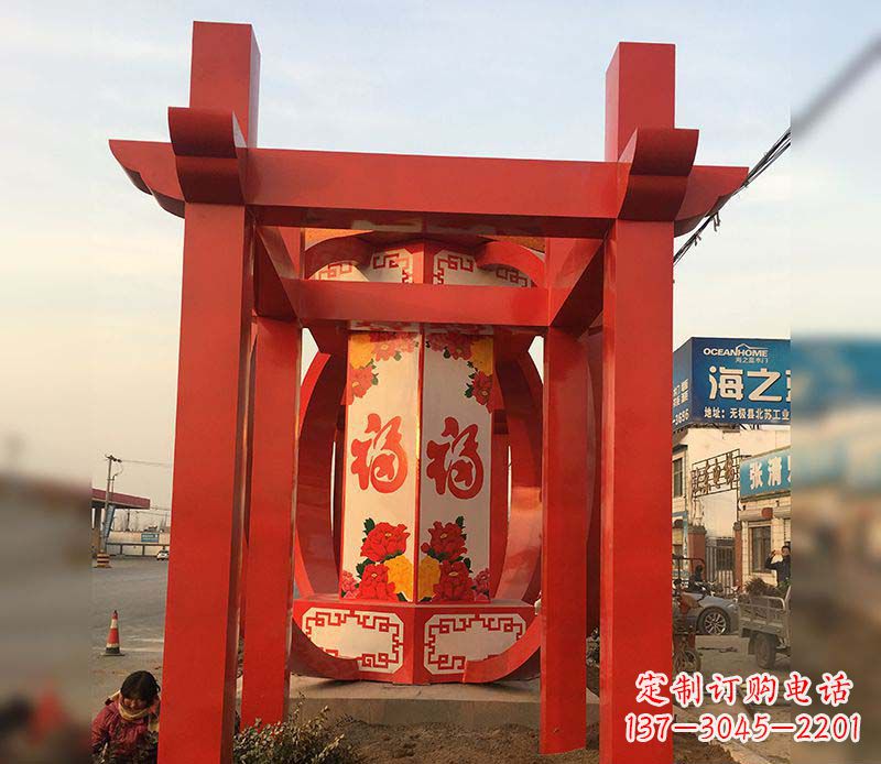 深圳不锈钢灯笼雕塑——点亮中国梦