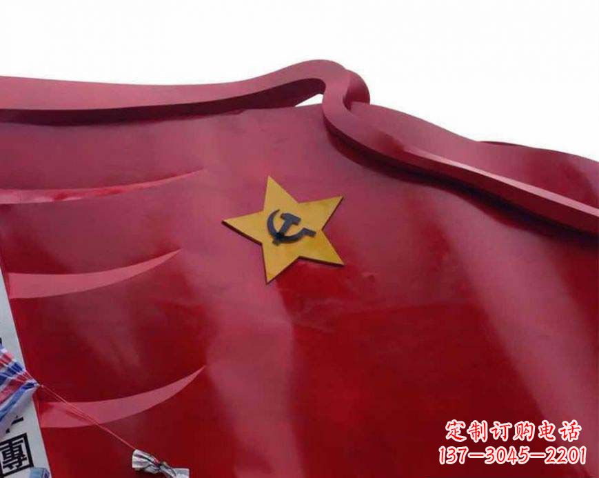 深圳部队不锈钢党徽旗帜雕塑