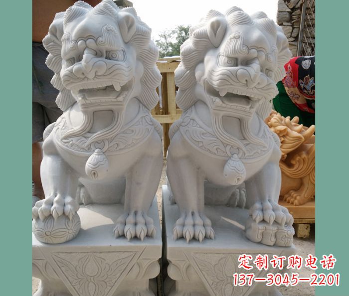 深圳踩球狮子门口看门石雕 (3)