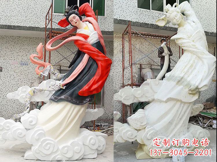深圳嫦娥玻璃钢雕塑-玻璃钢彩绘神话人物雕像