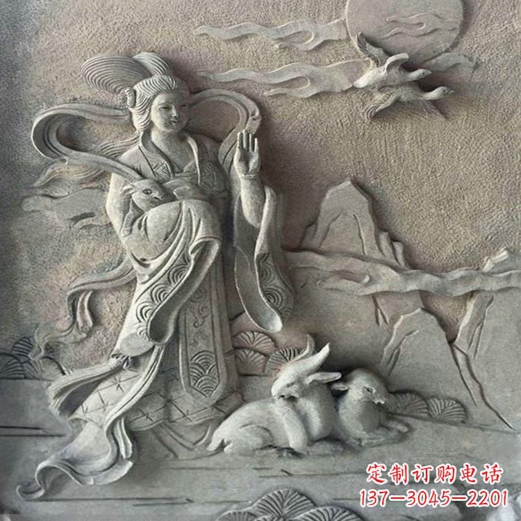 深圳嫦娥浮雕-上古神话人物道教月神太阴星君雕塑