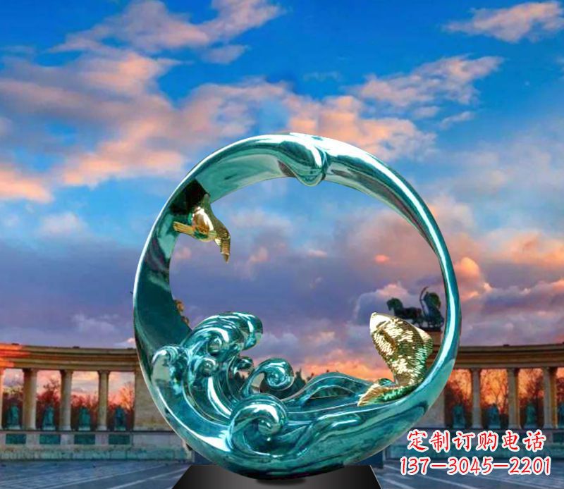 深圳城市不锈钢彩银圆环景观雕塑