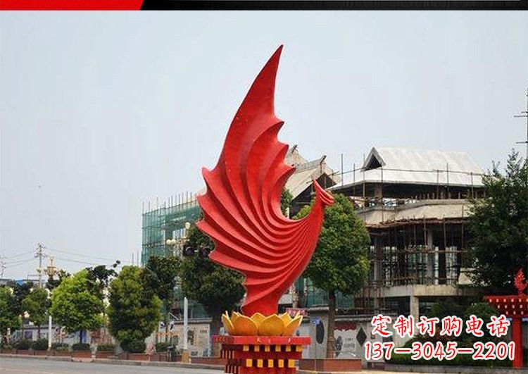 深圳城市不锈钢抽象凤凰雕塑