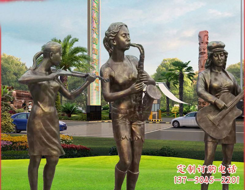 深圳吹萨克斯铜雕人物