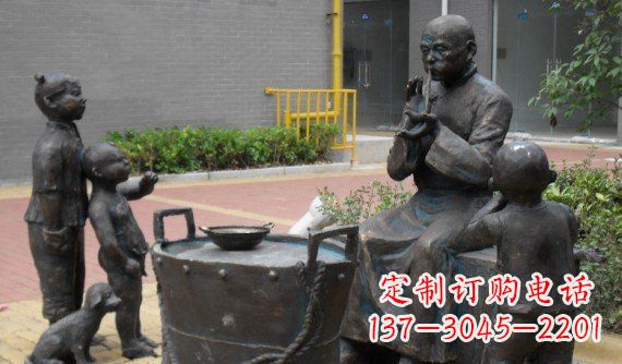 深圳吹糖人儿小品铜雕
