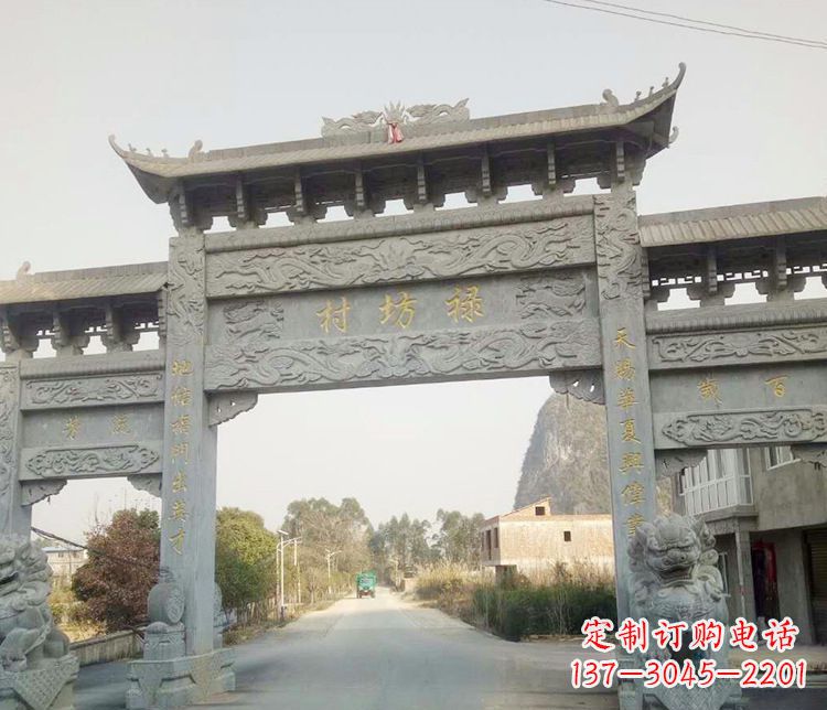 深圳村庄石牌坊石雕 (4)
