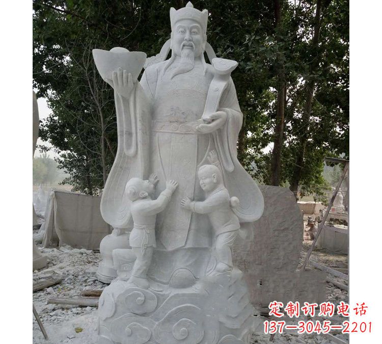 深圳大理石财神雕塑——守护家庭繁荣
