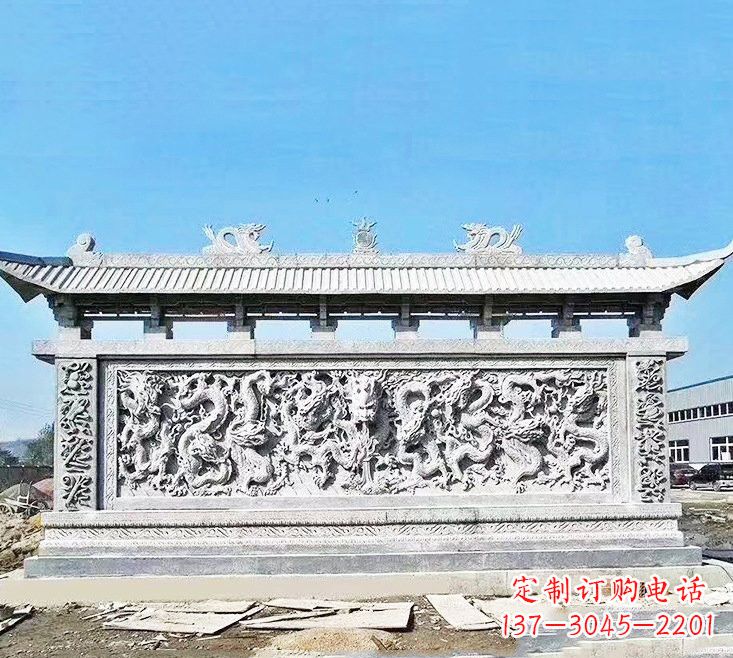 深圳精美大理石九龙壁雕塑