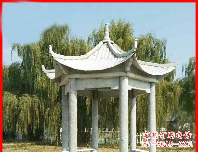 深圳大理石六角凉亭公园石雕 (3)