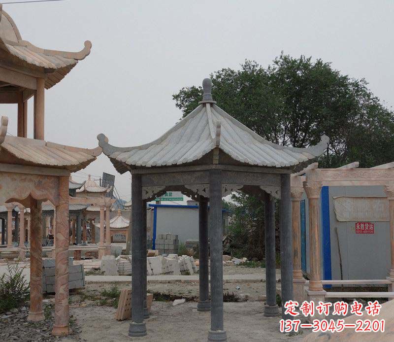 深圳大理石六角凉亭公园石雕 (2)