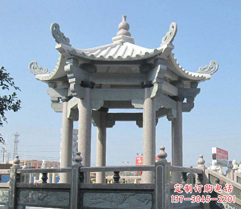 深圳大理石六角凉亭石雕 (2)
