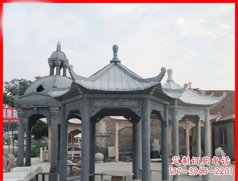 深圳大理石六角凉亭公园石雕 (5)