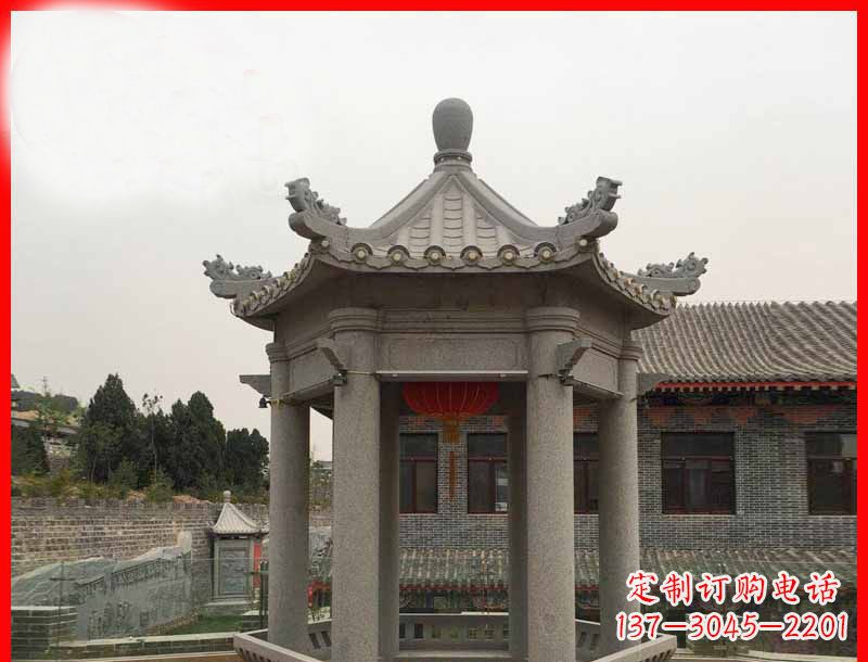 深圳大理石六角凉亭公园石雕 (4)