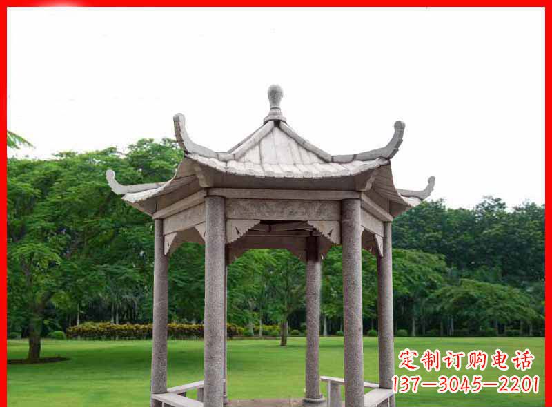 深圳大理石六角凉亭园林景观石雕
