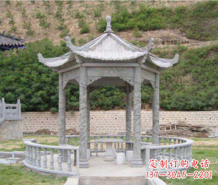 深圳大理石六角石雕凉亭 (2)