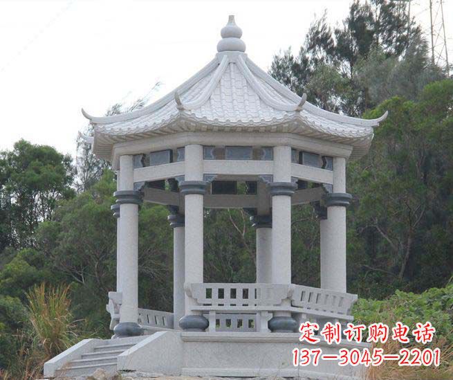 深圳大理石六角石雕凉亭