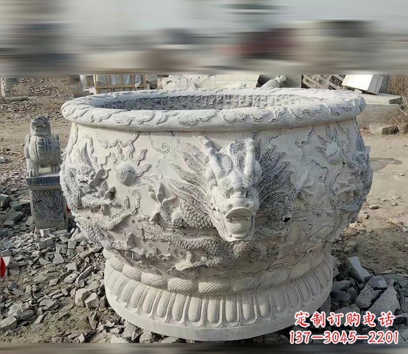 深圳大理石龙浮雕水缸