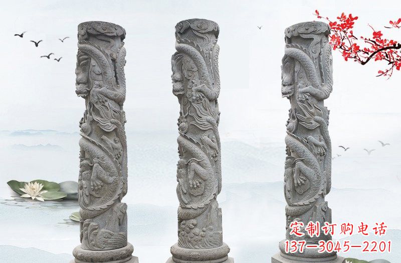 深圳大理石龙柱雕塑