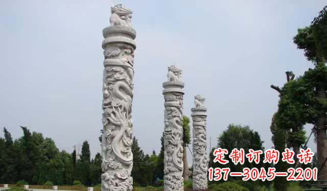 深圳精美大理石龙柱雕塑