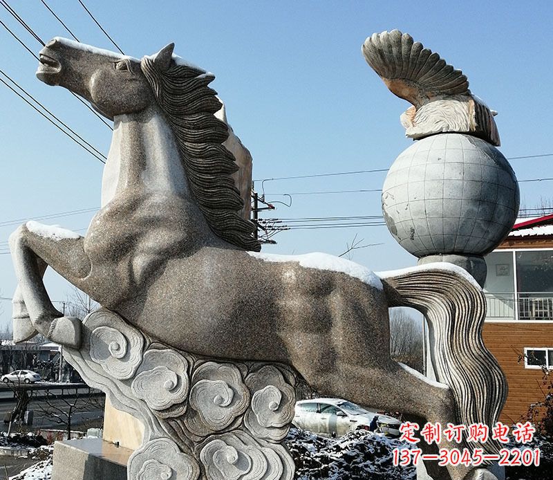 深圳大理石马踏祥云石雕