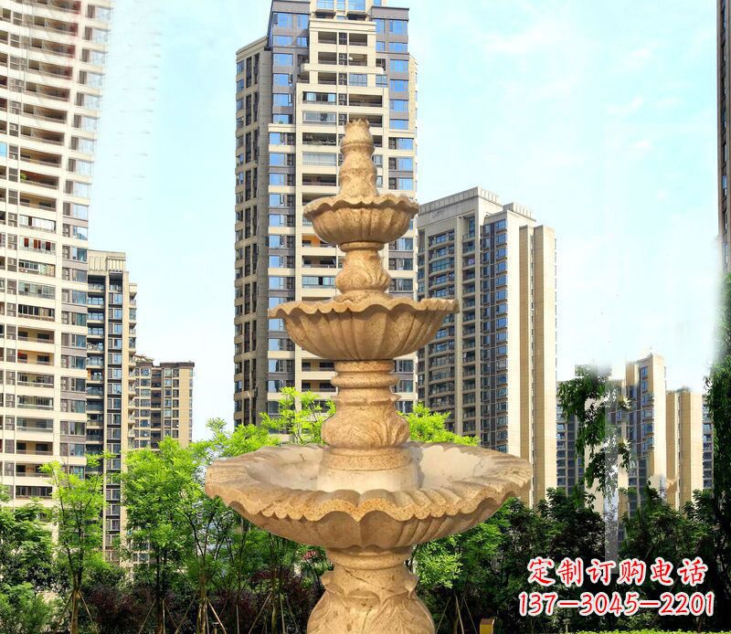 深圳大理石三层喷泉公园石雕 (2)
