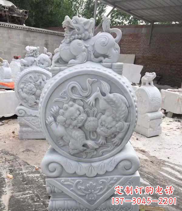 深圳大理石狮子抱鼓石雕塑