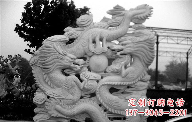 深圳精美大理石双龙雕塑