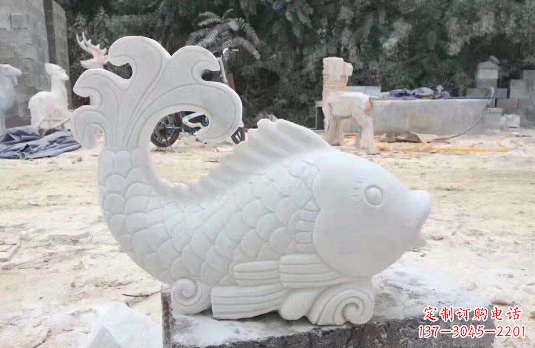 深圳大理石鱼喷泉雕塑