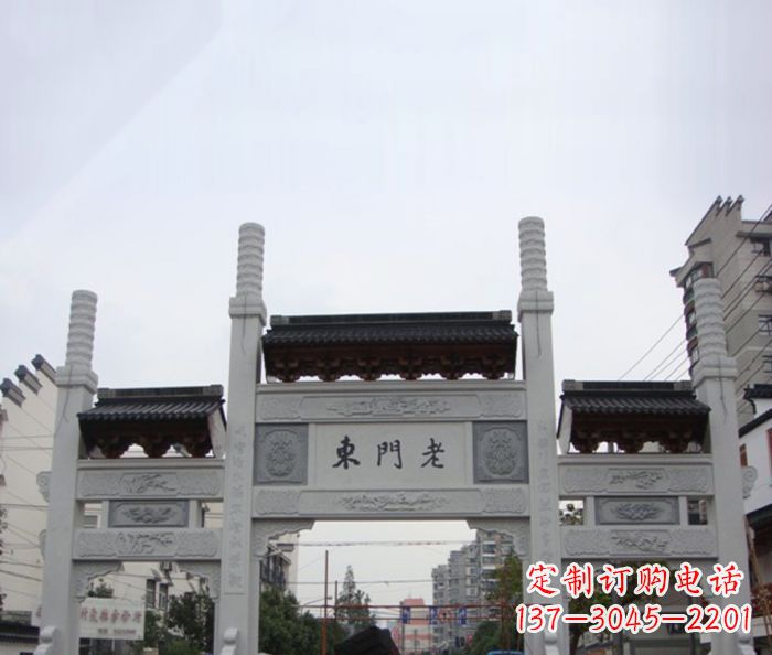 深圳精美三门石牌坊雕塑