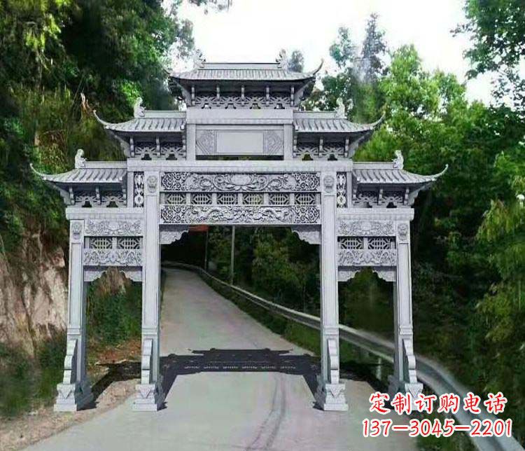 深圳仿古三门牌坊石雕
