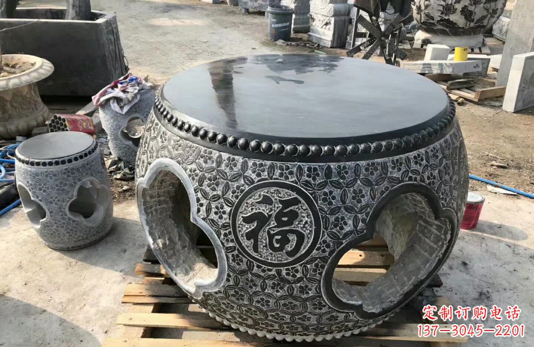 深圳中领雕塑 | 精美仿古石桌凳雕塑