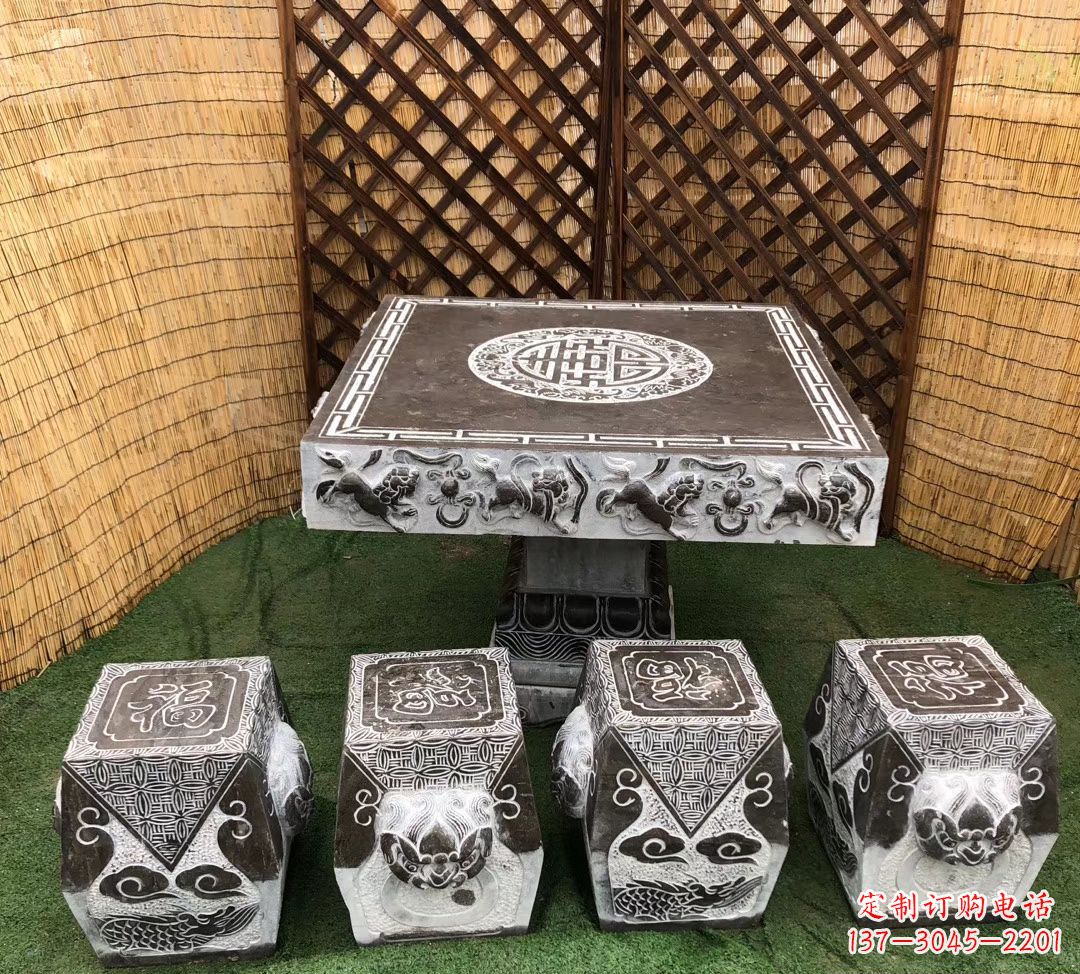 深圳仿古石桌凳公园景观石雕