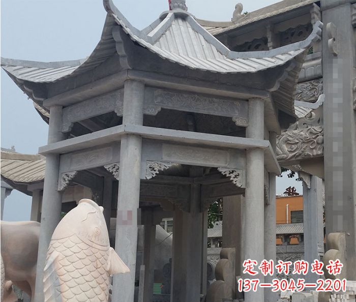 深圳精美仿古双层石雕凉亭