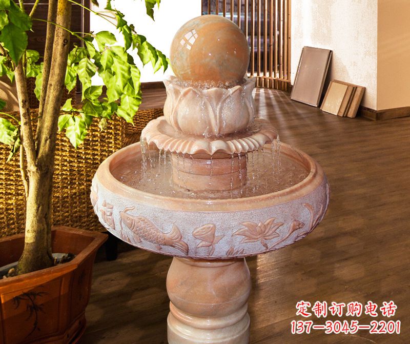 深圳浑然天成的风水球石雕