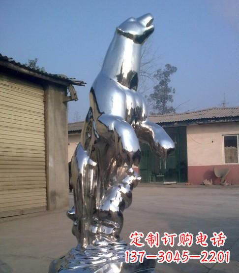 深圳公园不锈钢抽象北极熊动物雕塑