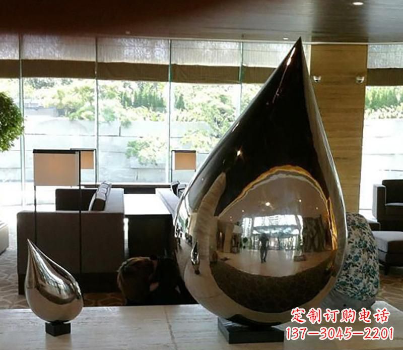 深圳公园不锈钢水滴球景观雕塑