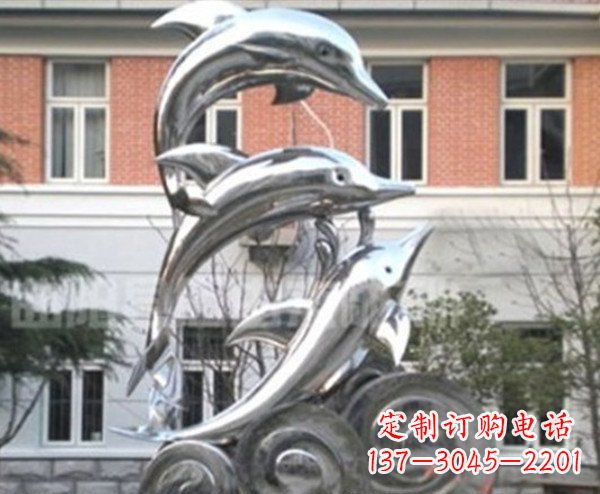 深圳跳跃海豚海浪不锈钢雕塑