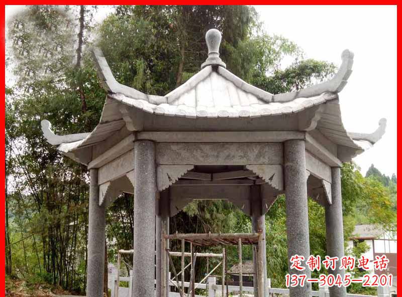 深圳复古公园石凉亭雕塑