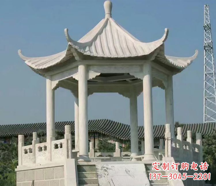深圳极具视觉冲击力的大理石六角石凉亭雕塑