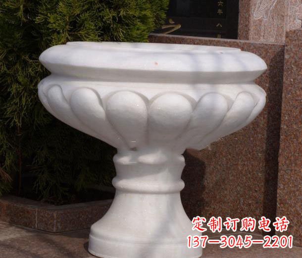 深圳公园汉白玉花盆石雕