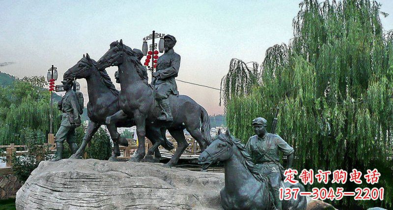 深圳公园红军骑马景观铜雕