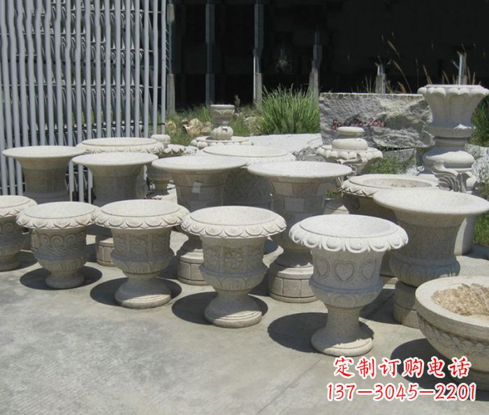 深圳大理石花盆石雕艺术品