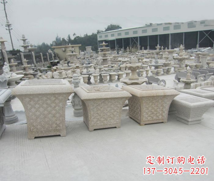 深圳优雅花盆大理石雕塑