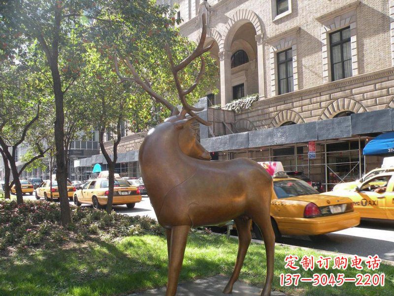 深圳公园梅花鹿景观铜雕