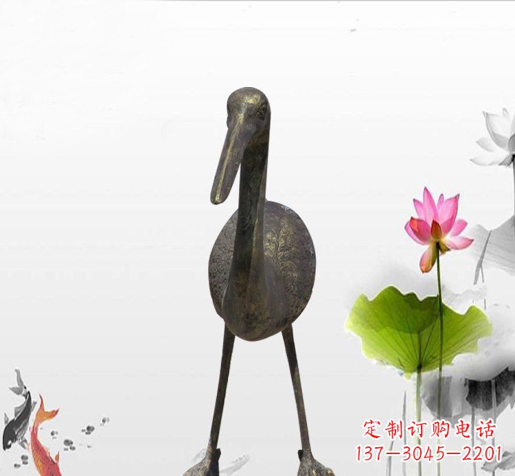 深圳公园铜雕仙鹤动物雕塑
