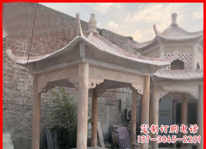 深圳晚霞红凉亭雕塑,享受优雅的宁静