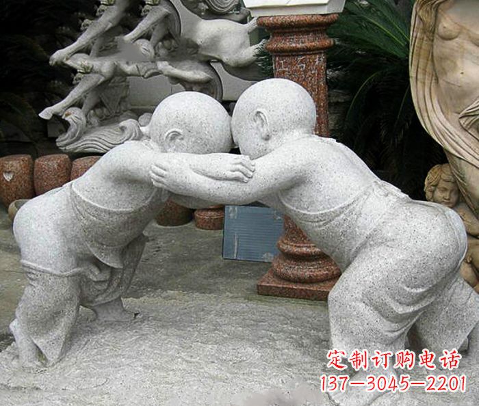 深圳可爱小孩摔跤石雕