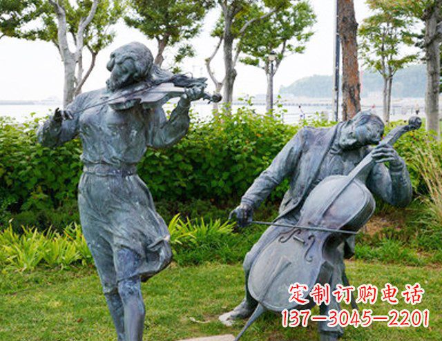 深圳双面演奏大提琴&小提琴铜雕塑